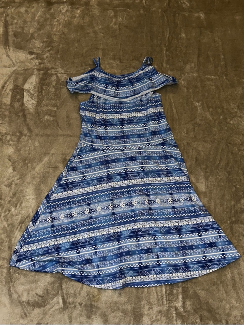 Place Light Blue Patterned Cold-Shoulder Top Girls 14